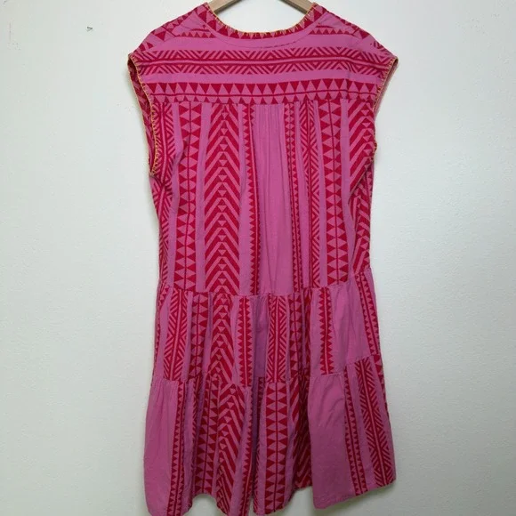Anthropologie Uncle Frank Frankie Dress Medium Pink‎ Patchwork Boho Western - Picture 8 of 11